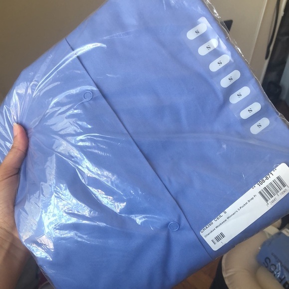 Cherokee Workwear Women's 3-Pocket Snap Front Scrub Jacket size small Ceil Blue - Picture 5 of 8